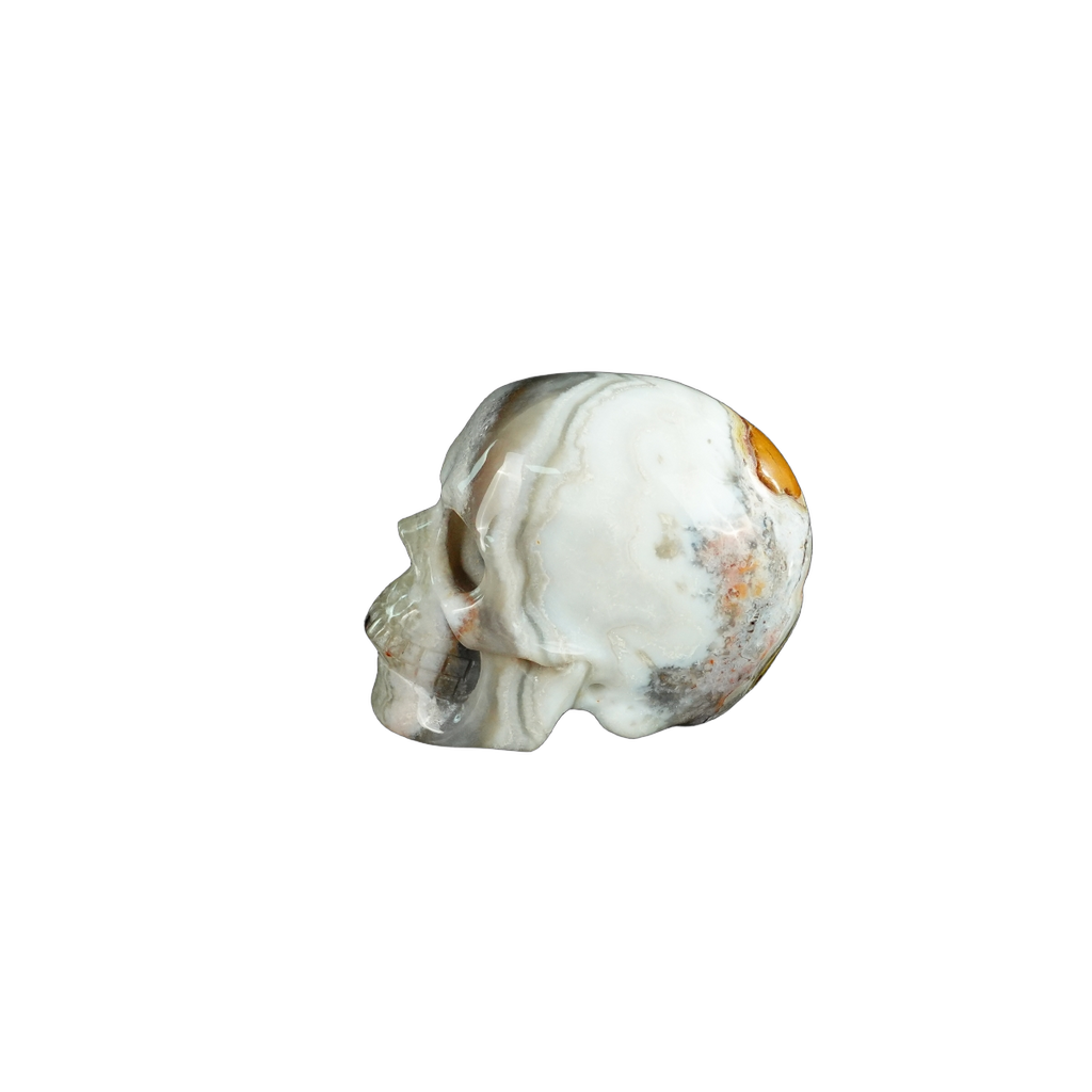2.2" Red Crazy Lace Agate Crystal Skull Carving - Unique Piece #RC12
