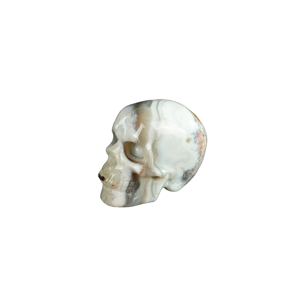 2.2" Red Crazy Lace Agate Crystal Skull Carving - Unique Piece #RC12