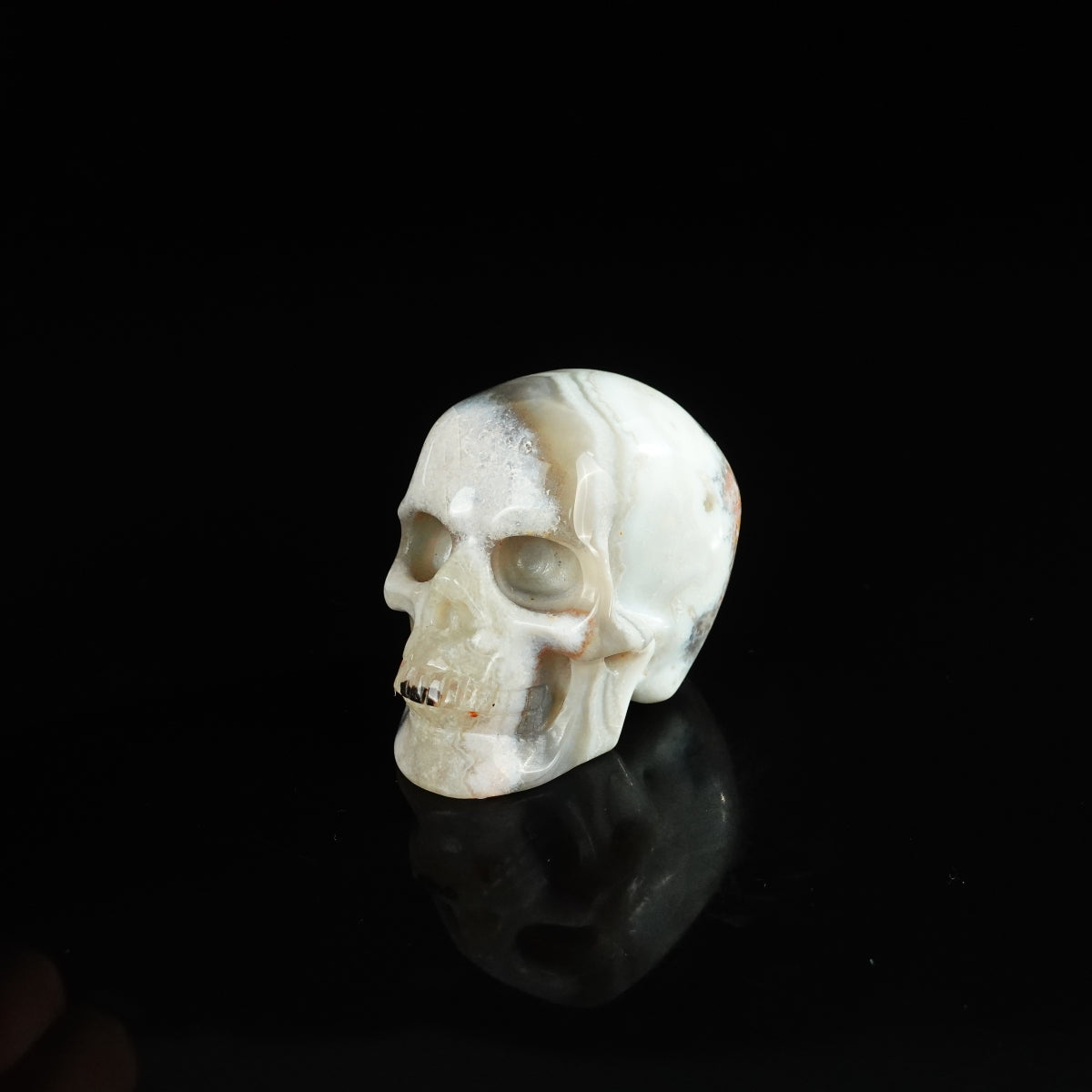 2.2" Red Crazy Lace Agate Crystal Skull Carving - Unique Piece #RC12