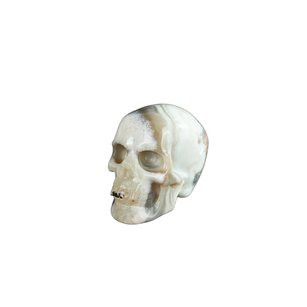 2.2" Red Crazy Lace Agate Crystal Skull Carving - Unique Piece #RC12