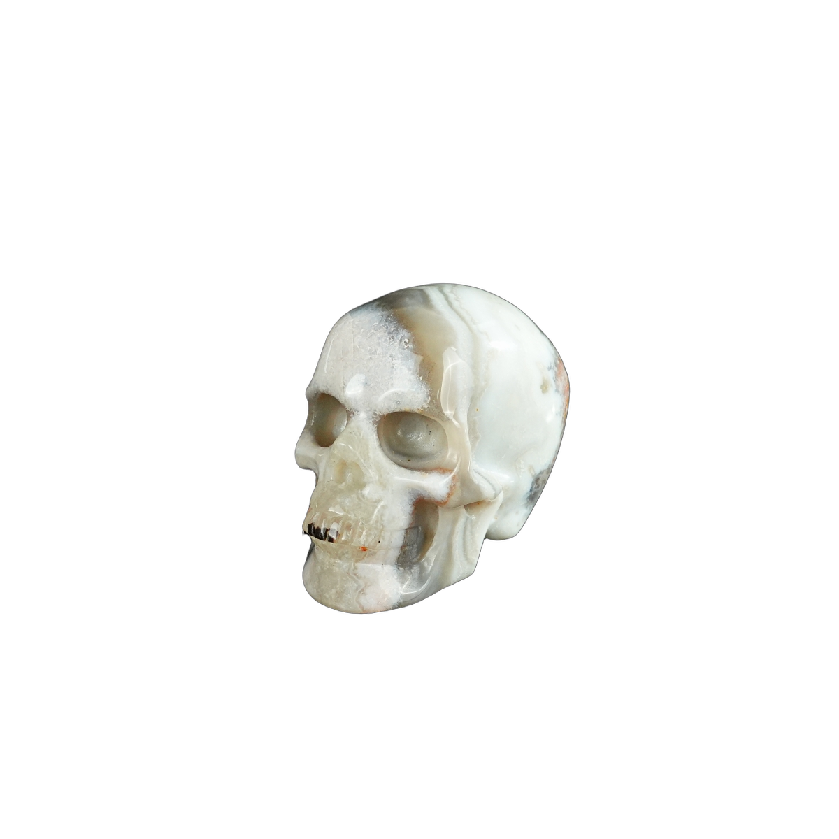 2.2" Red Crazy Lace Agate Crystal Skull Carving - Unique Piece #RC12