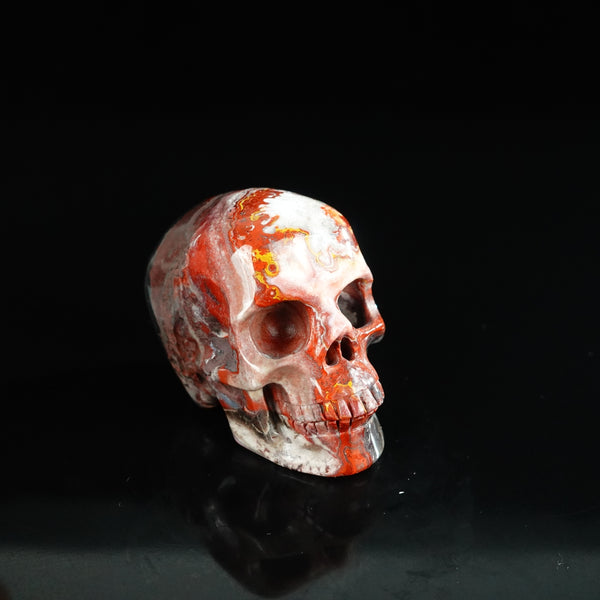 2.2" Red Crazy Lace Agate Crystal Skull Carving - Unique Piece #RC13 - alternate view