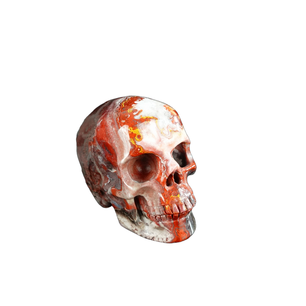 2.2" Red Crazy Lace Agate Crystal Skull Carving - Unique Piece #RC13 - alternate view
