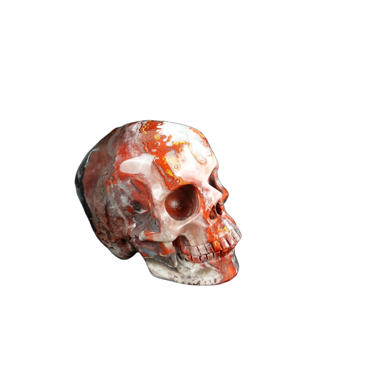 2.2" Red Crazy Lace Agate Crystal Skull Carving - Unique Piece #RC13