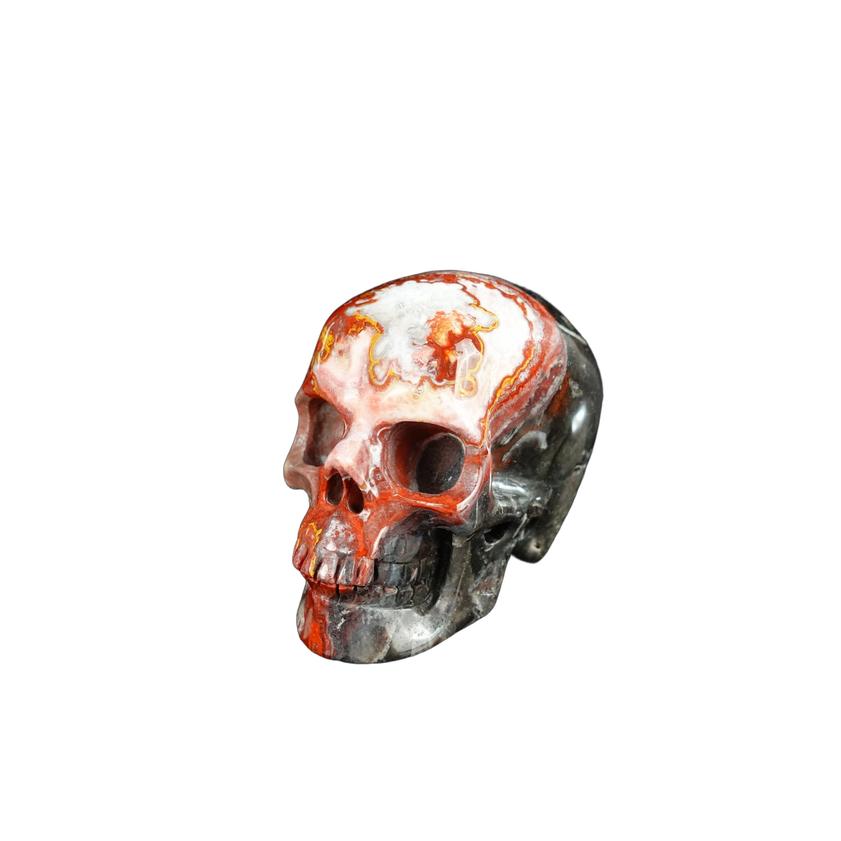 2.2" Red Crazy Lace Agate Crystal Skull Carving - Unique Piece #RC13