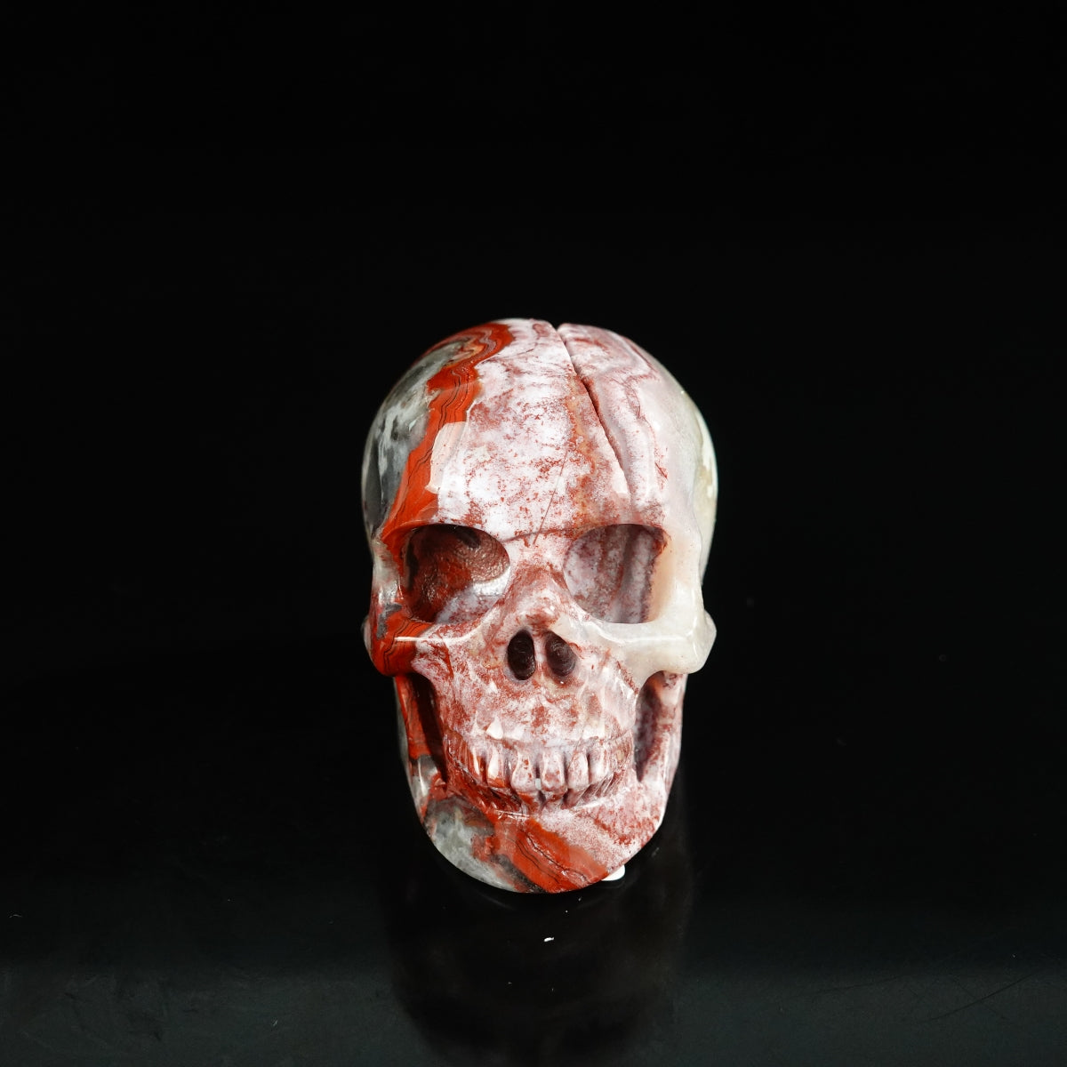 2.2" Red Crazy Lace Agate Crystal Skull Carving - Unique Piece #RC14
