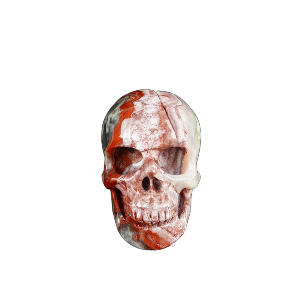 2.2" Red Crazy Lace Agate Crystal Skull Carving - Unique Piece #RC14