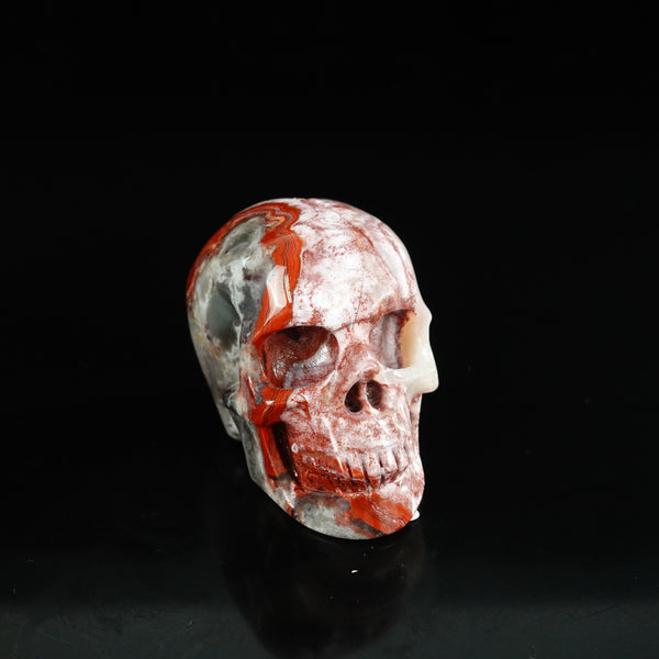2.2" Red Crazy Lace Agate Crystal Skull Carving - Unique Piece #RC14 - alternate view