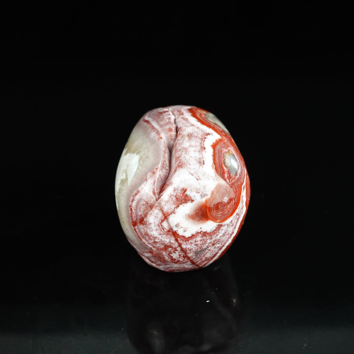 2.2" Red Crazy Lace Agate Crystal Skull Carving - Unique Piece #RC14