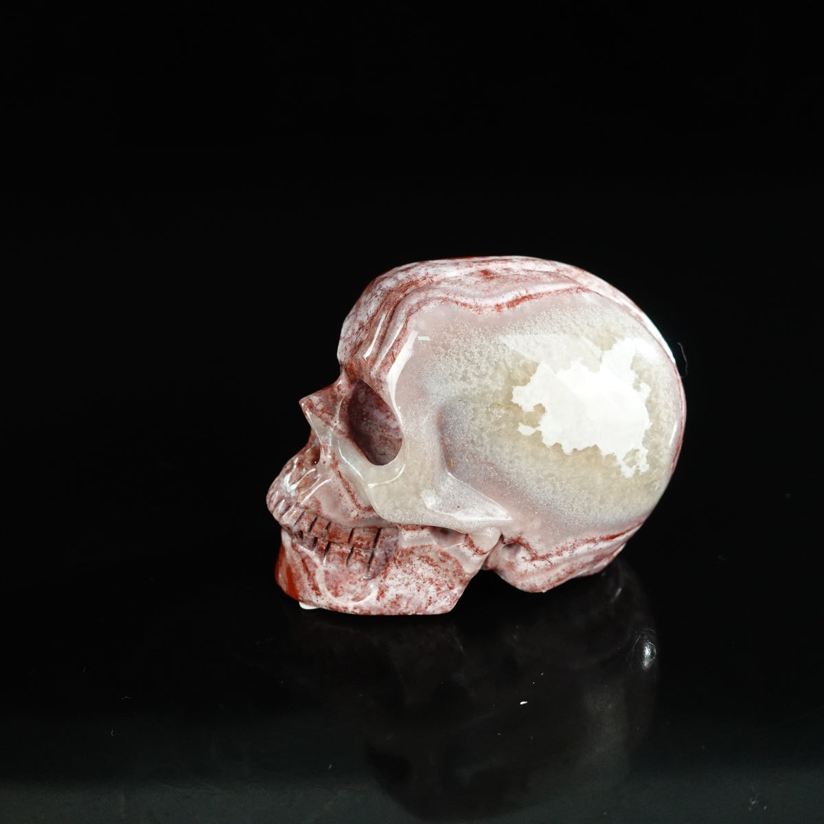 2.2" Red Crazy Lace Agate Crystal Skull Carving - Unique Piece #RC14