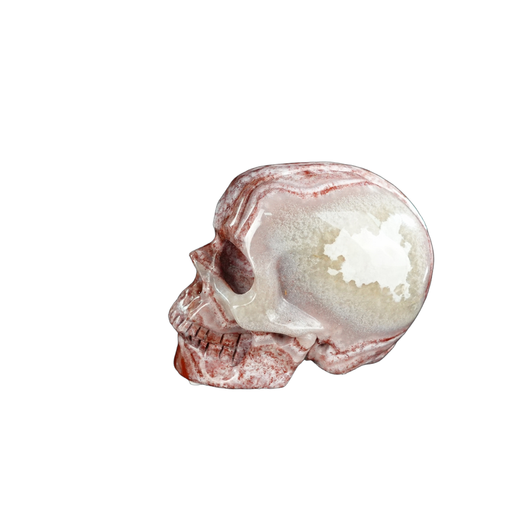 2.2" Red Crazy Lace Agate Crystal Skull Carving - Unique Piece #RC14