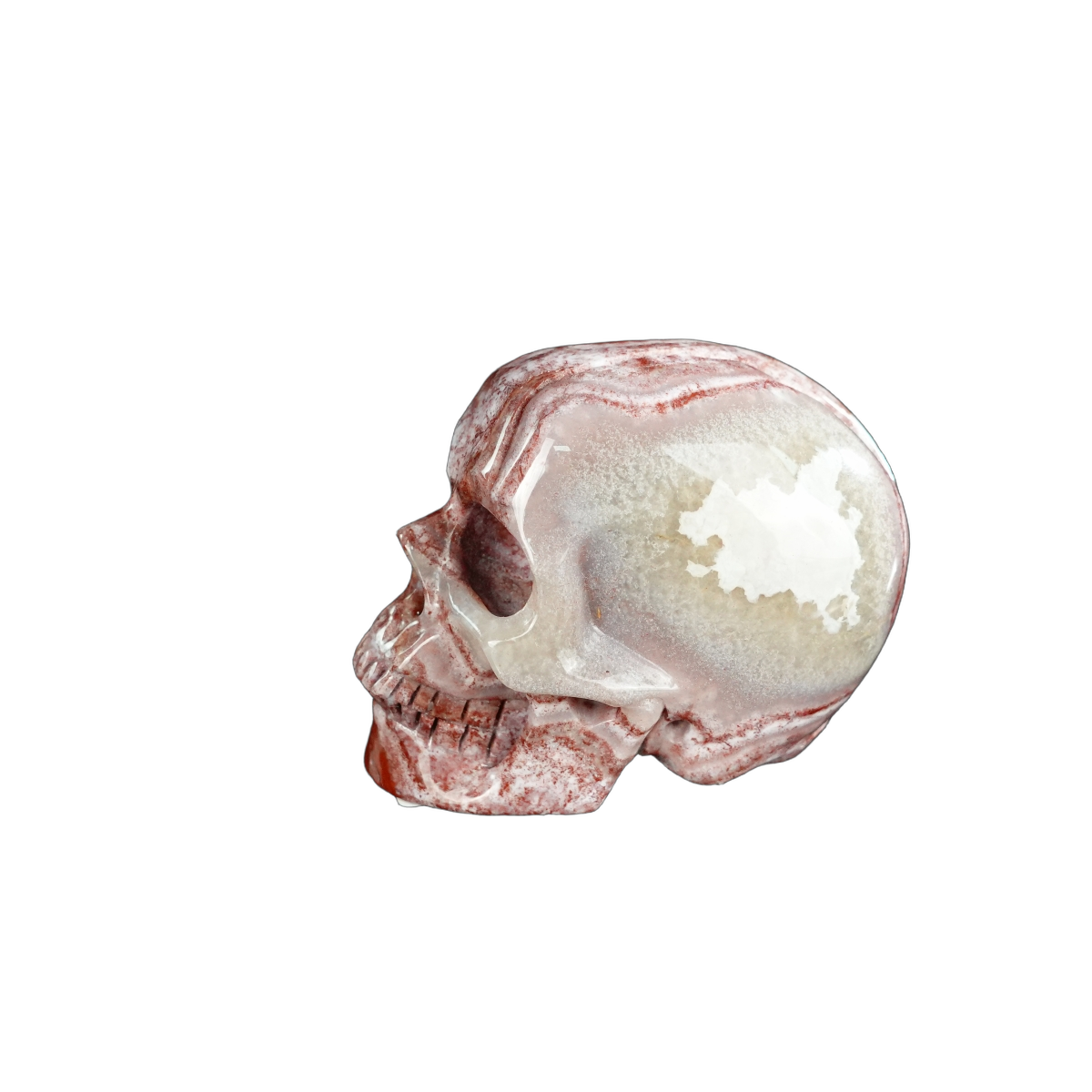 2.2" Red Crazy Lace Agate Crystal Skull Carving - Unique Piece #RC14