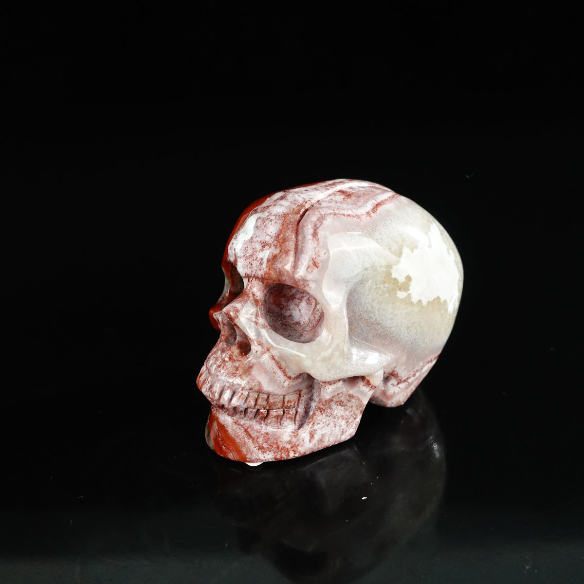2.2" Red Crazy Lace Agate Crystal Skull Carving - Unique Piece #RC14