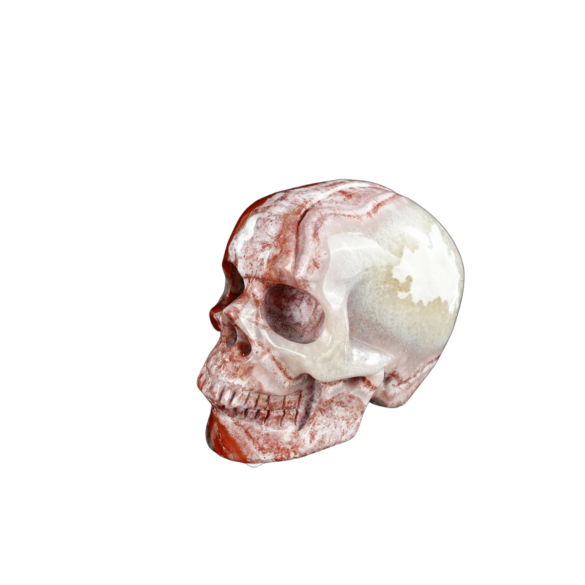 2.2" Red Crazy Lace Agate Crystal Skull Carving - Unique Piece #RC14