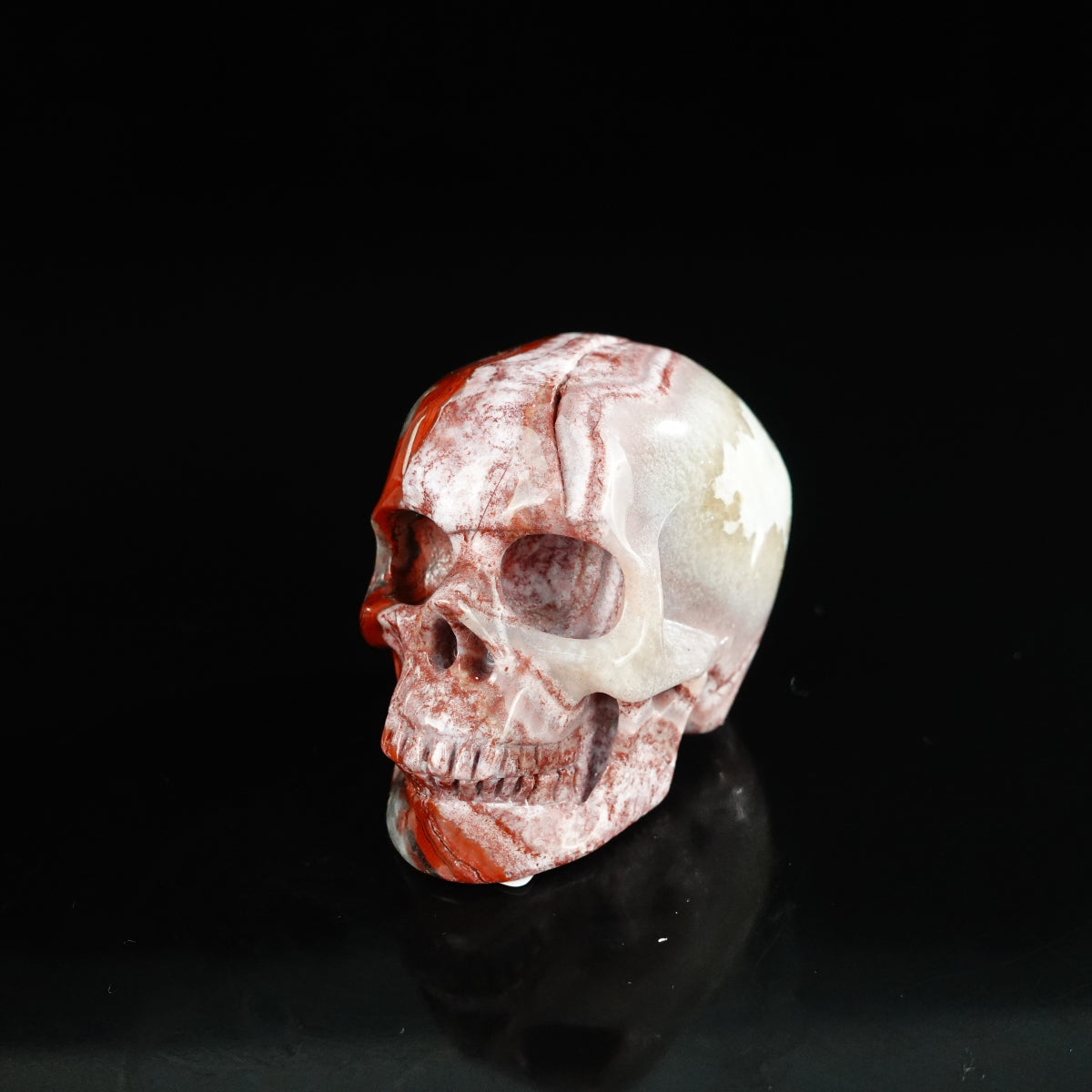 2.2" Red Crazy Lace Agate Crystal Skull Carving - Unique Piece #RC14