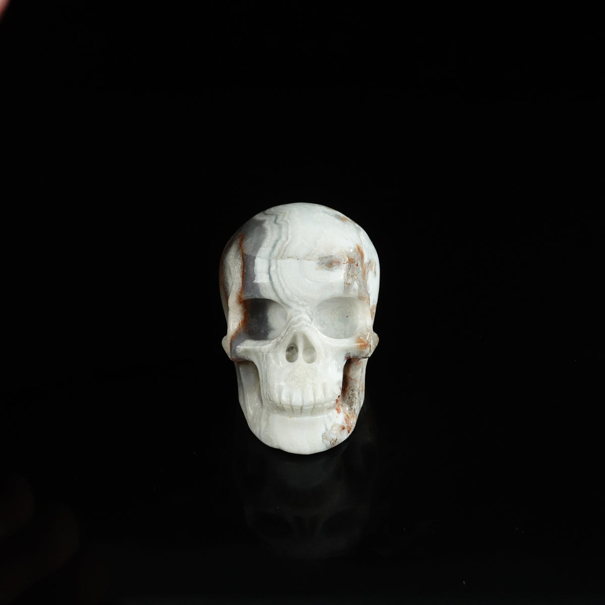 2.2" Red Crazy Lace Agate Crystal Skull Carving - Unique Piece #RC15