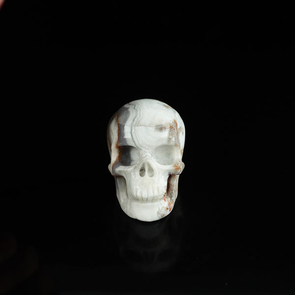 2.2" Red Crazy Lace Agate Crystal Skull Carving - Unique Piece #RC15