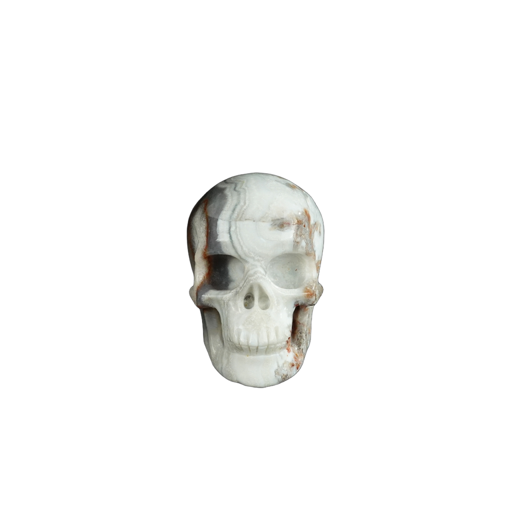 2.2" Red Crazy Lace Agate Crystal Skull Carving - Unique Piece #RC15