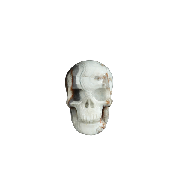2.2" Red Crazy Lace Agate Crystal Skull Carving - Unique Piece #RC15