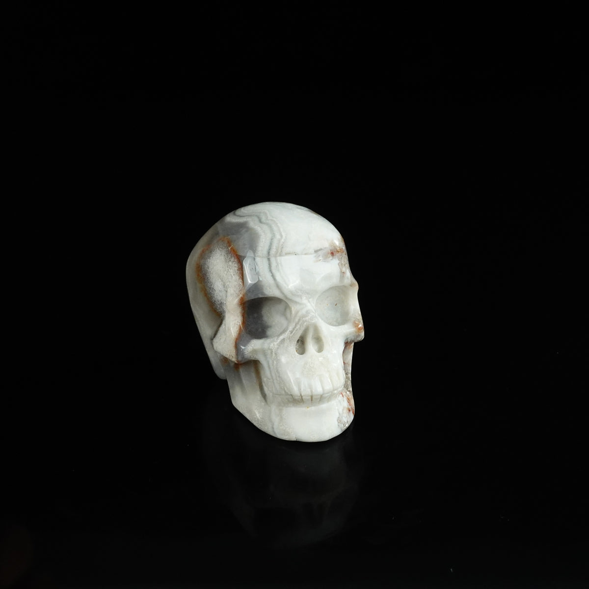 2.2" Red Crazy Lace Agate Crystal Skull Carving - Unique Piece #RC15