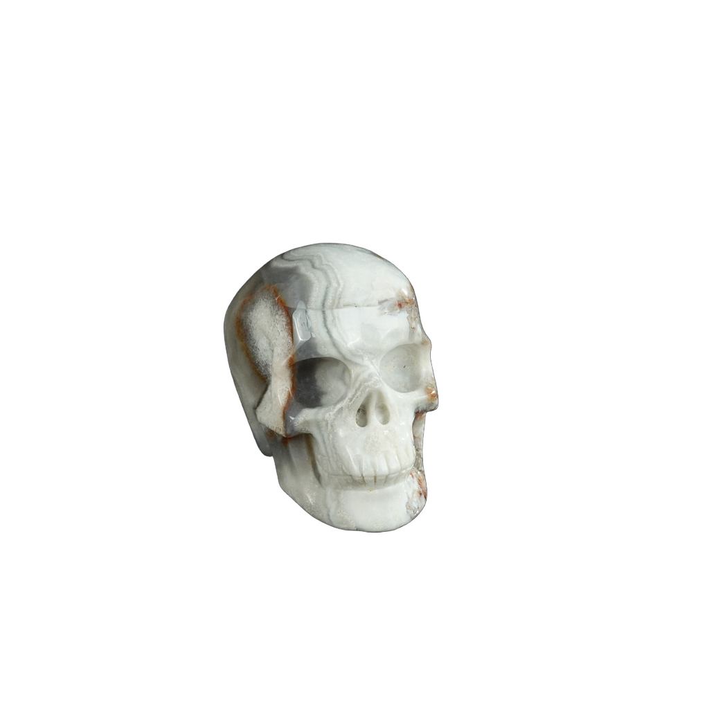 2.2" Red Crazy Lace Agate Crystal Skull Carving - Unique Piece #RC15