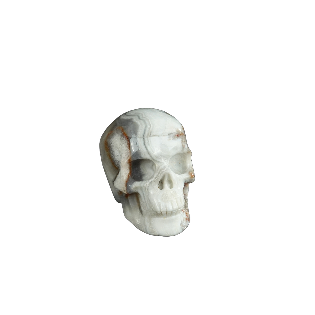 2.2" Red Crazy Lace Agate Crystal Skull Carving - Unique Piece #RC15