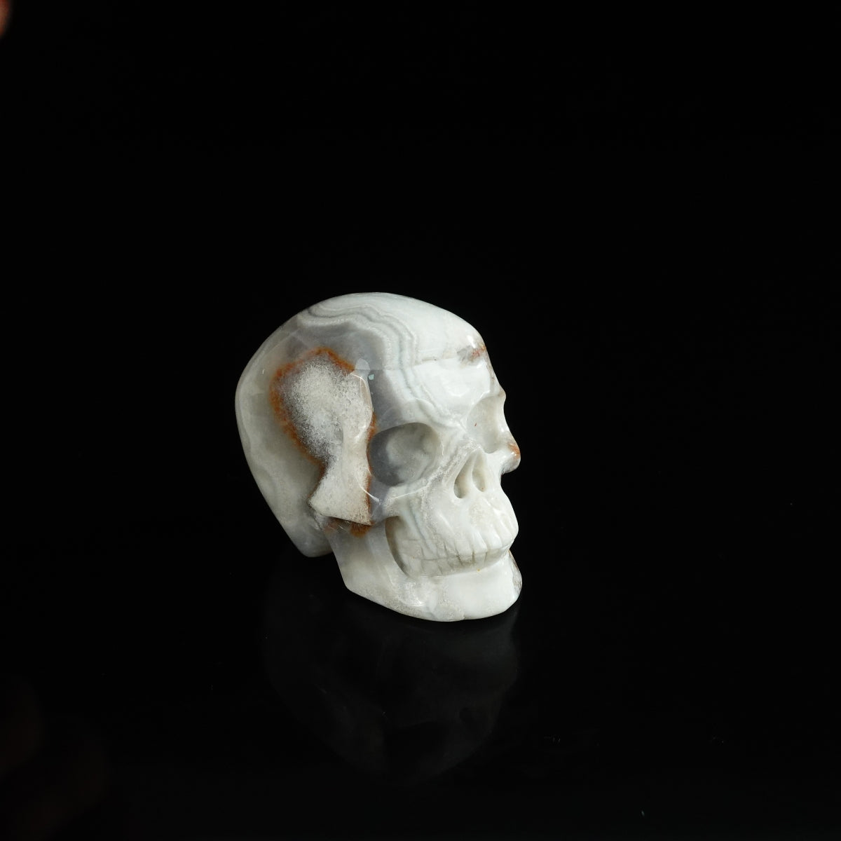 2.2" Red Crazy Lace Agate Crystal Skull Carving - Unique Piece #RC15