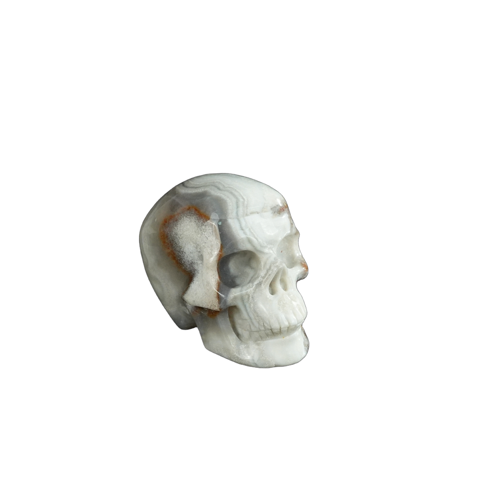 2.2" Red Crazy Lace Agate Crystal Skull Carving - Unique Piece #RC15
