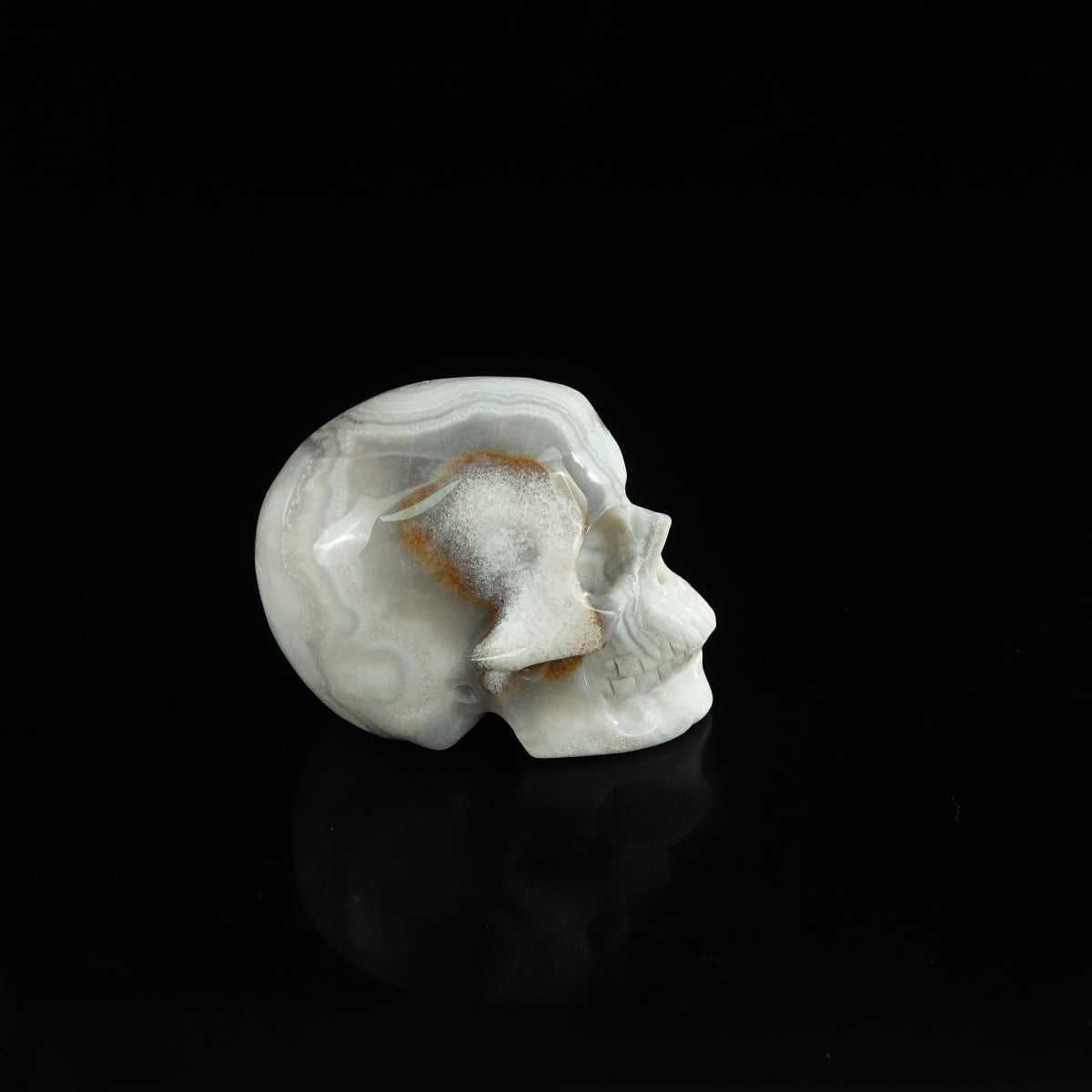 2.2" Red Crazy Lace Agate Crystal Skull Carving - Unique Piece #RC15