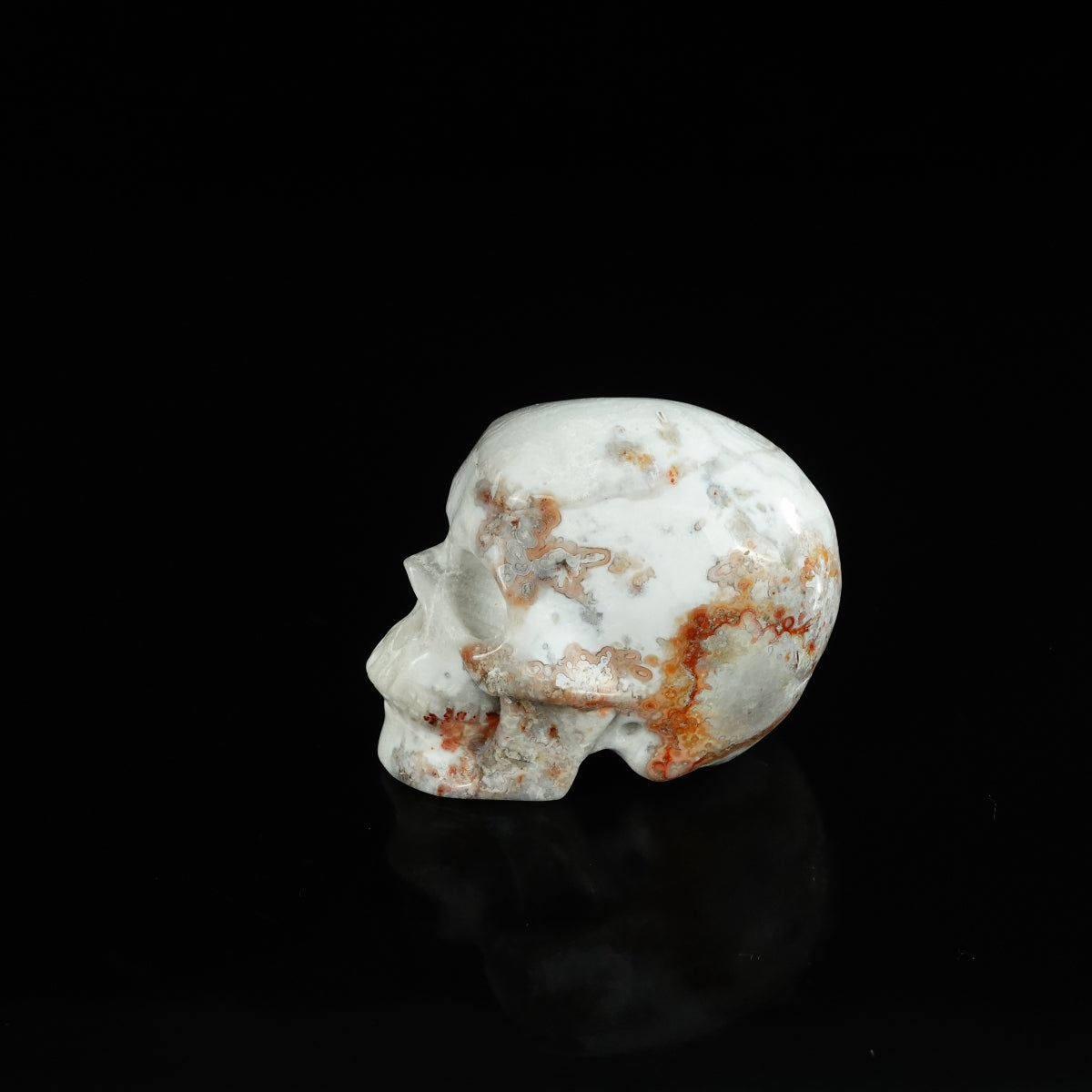 2.2" Red Crazy Lace Agate Crystal Skull Carving - Unique Piece #RC15