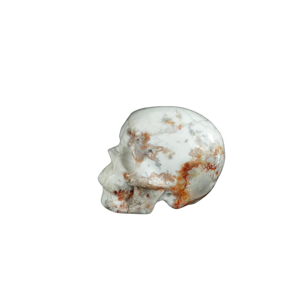 2.2" Red Crazy Lace Agate Crystal Skull Carving - Unique Piece #RC15