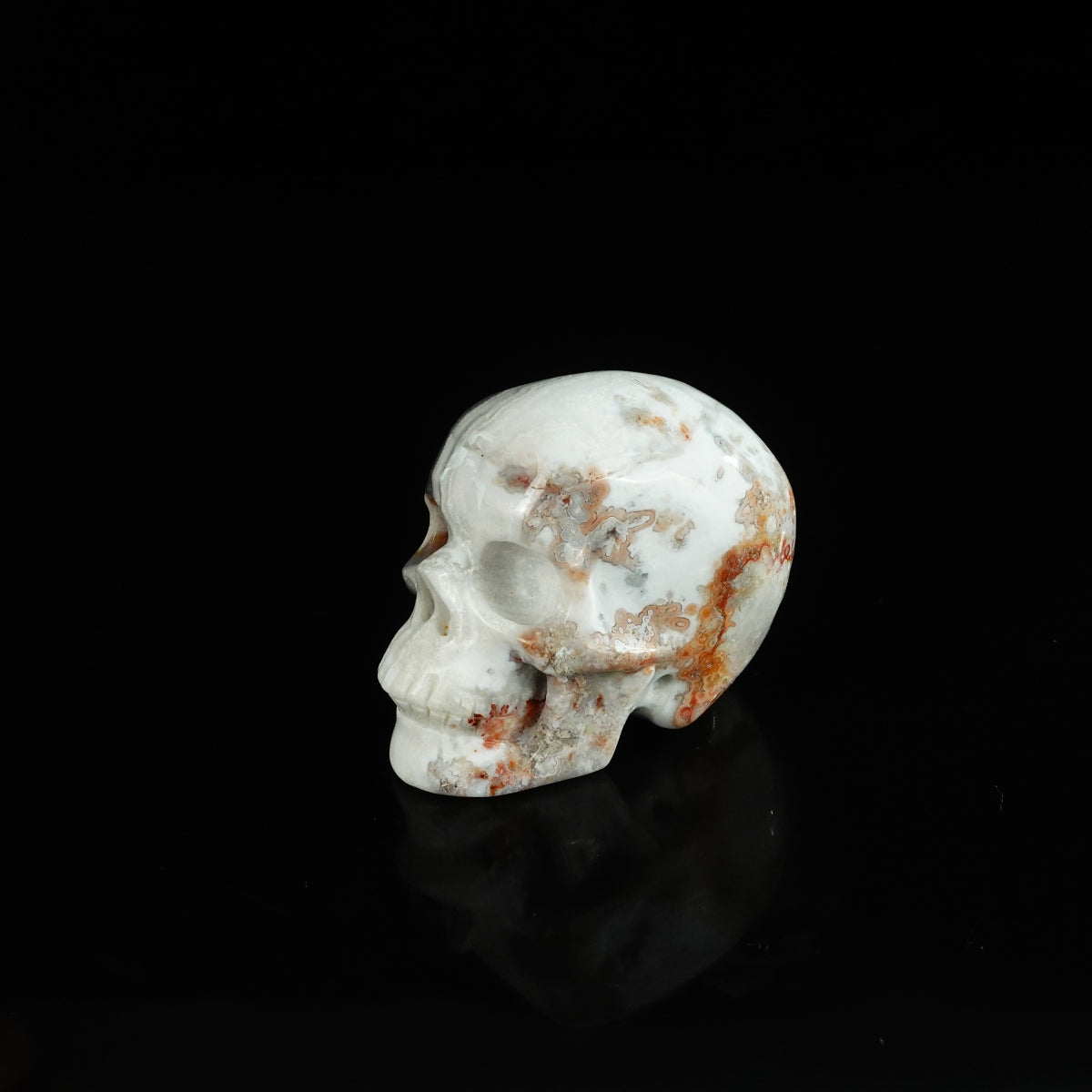 2.2" Red Crazy Lace Agate Crystal Skull Carving - Unique Piece #RC15