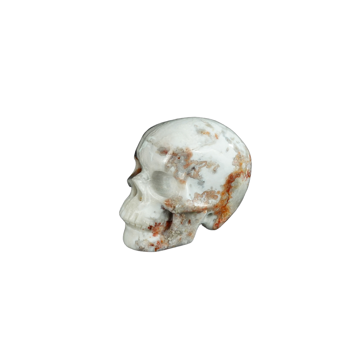 2.2" Red Crazy Lace Agate Crystal Skull Carving - Unique Piece #RC15