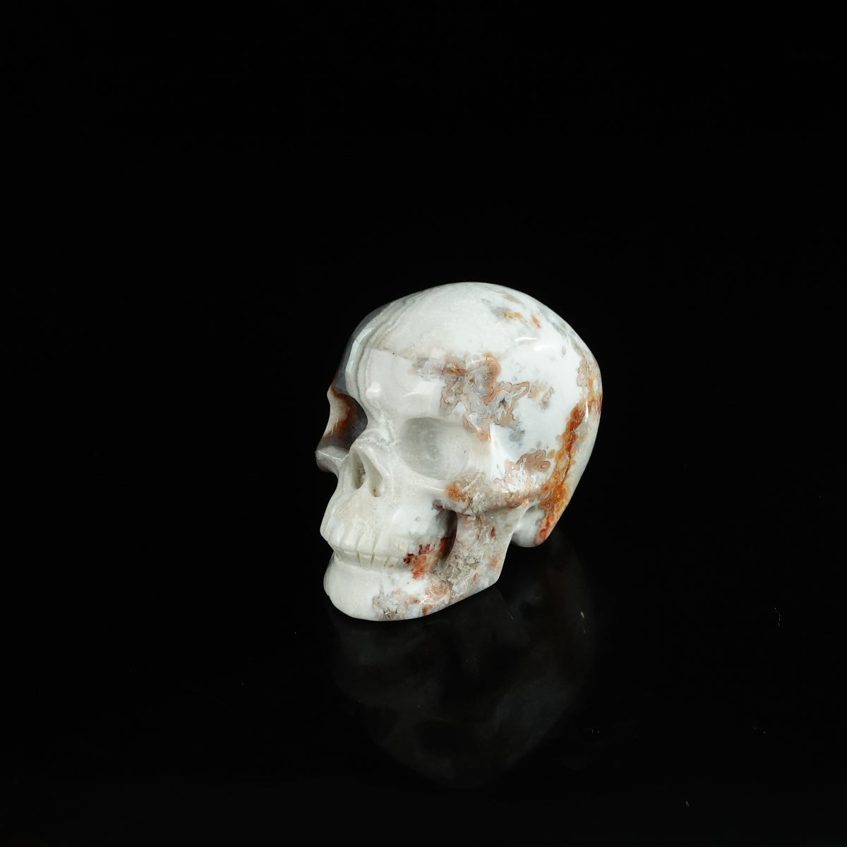 2.2" Red Crazy Lace Agate Crystal Skull Carving - Unique Piece #RC15