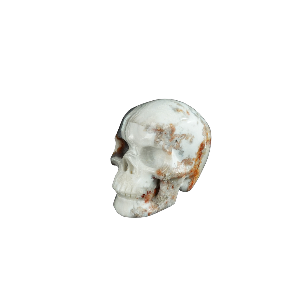 2.2" Red Crazy Lace Agate Crystal Skull Carving - Unique Piece #RC15