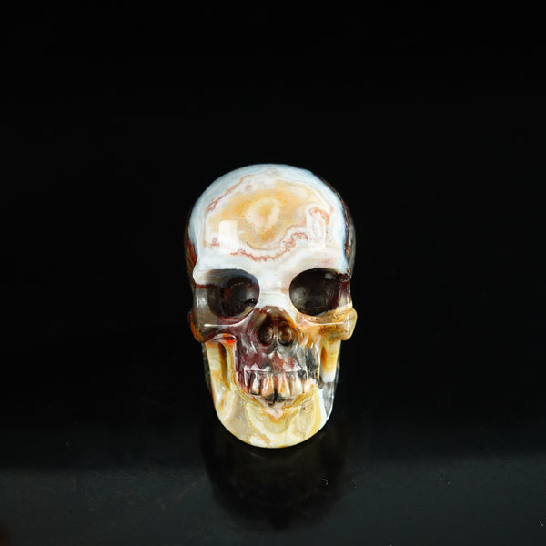 2.2" Red Crazy Lace Agate Crystal Skull Carving - Unique Piece #RC16