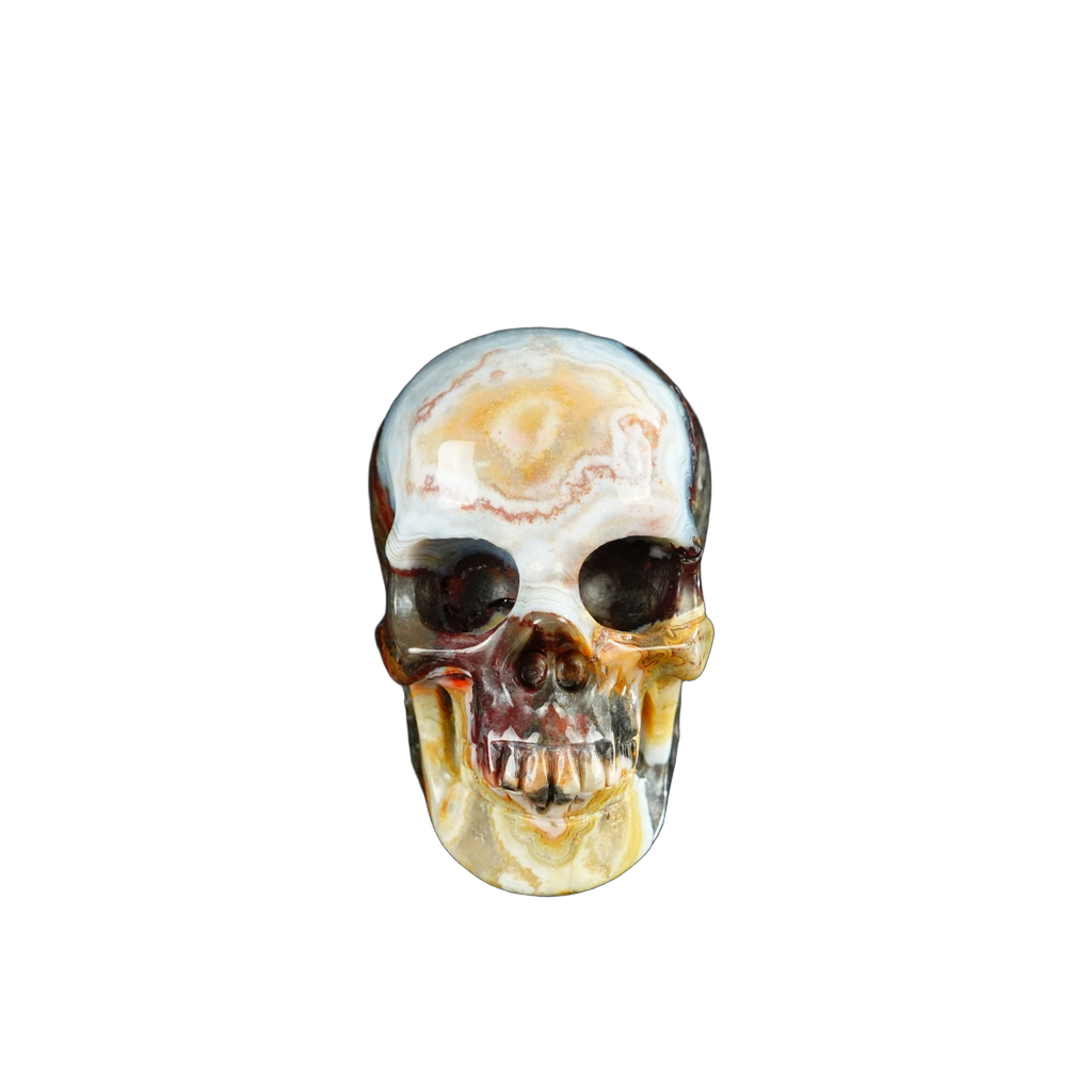 2.2" Red Crazy Lace Agate Crystal Skull Carving - Unique Piece #RC16