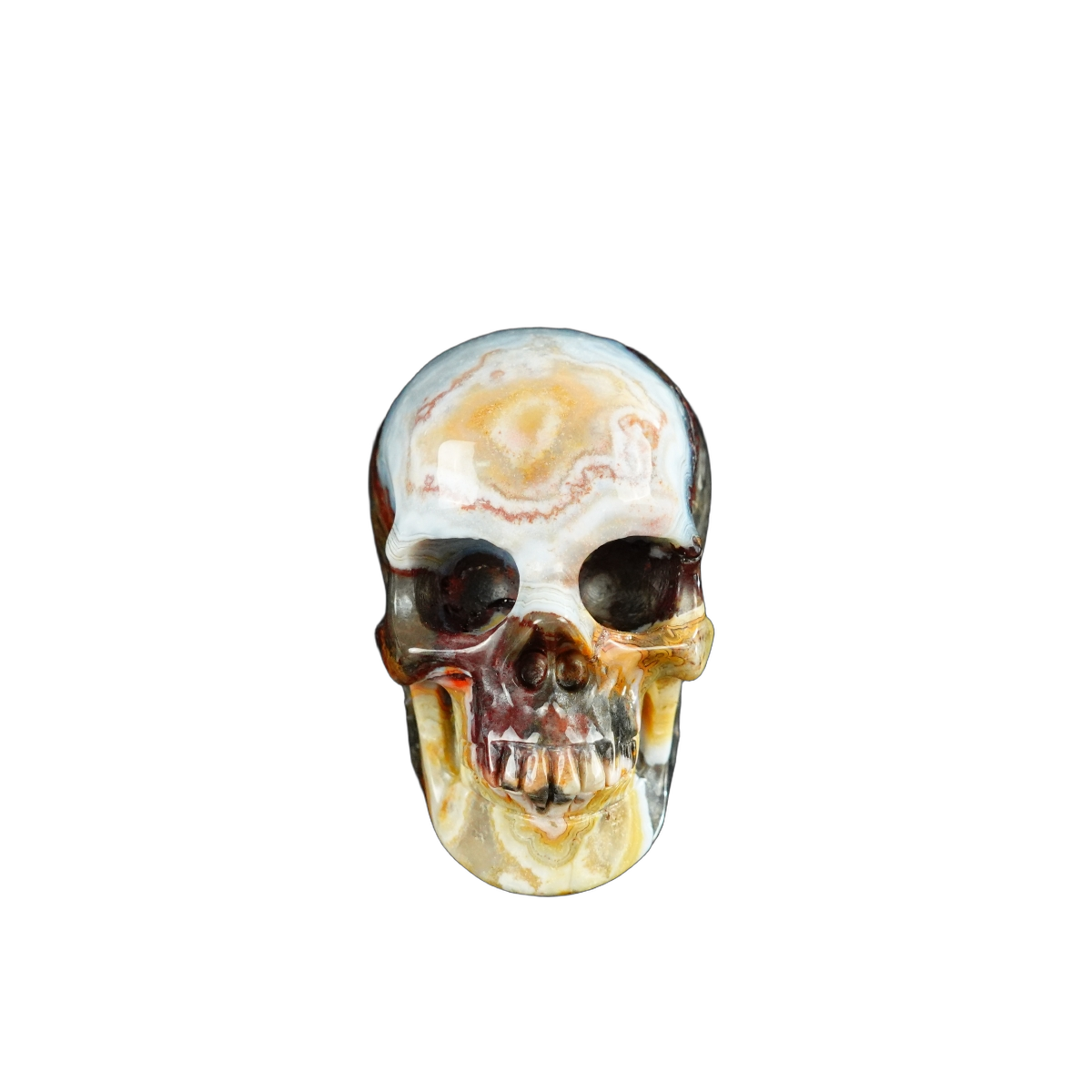 2.2" Red Crazy Lace Agate Crystal Skull Carving - Unique Piece #RC16