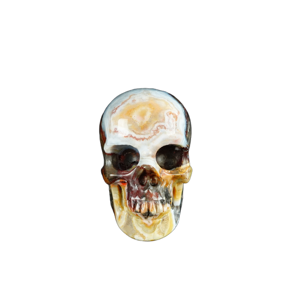 2.2" Red Crazy Lace Agate Crystal Skull Carving - Unique Piece #RC16