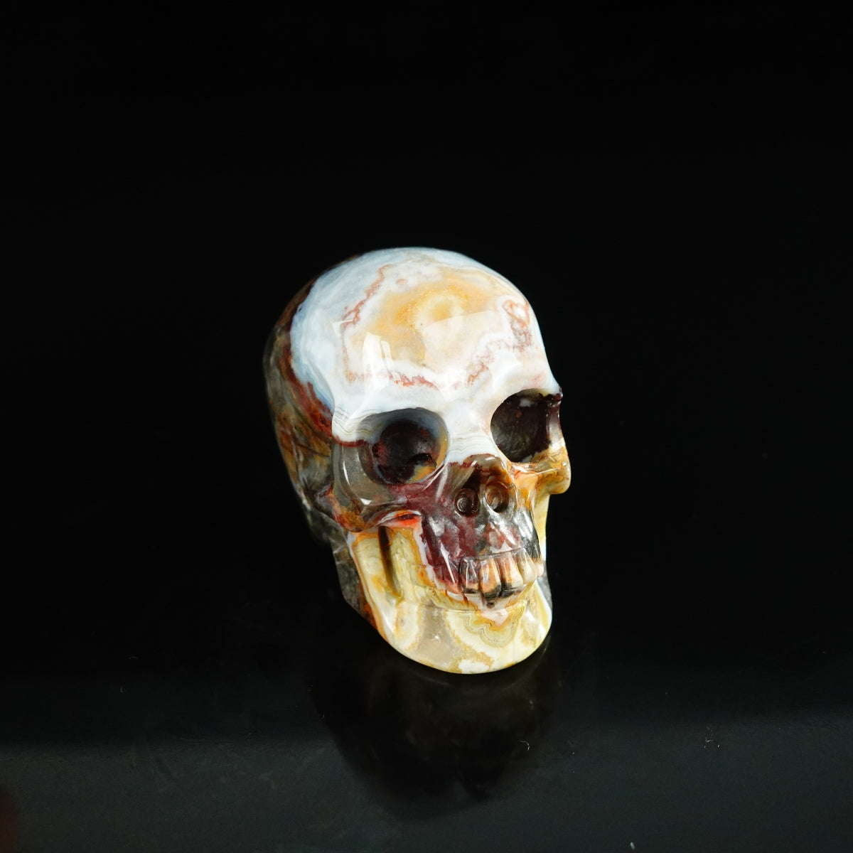 2.2" Red Crazy Lace Agate Crystal Skull Carving - Unique Piece #RC16