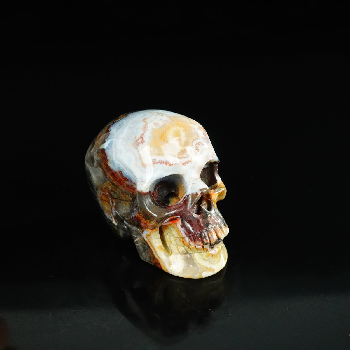 2.2" Red Crazy Lace Agate Crystal Skull Carving - Unique Piece #RC16