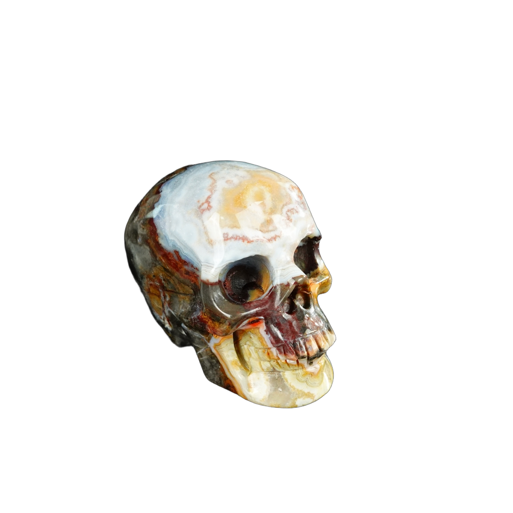 2.2" Red Crazy Lace Agate Crystal Skull Carving - Unique Piece #RC16