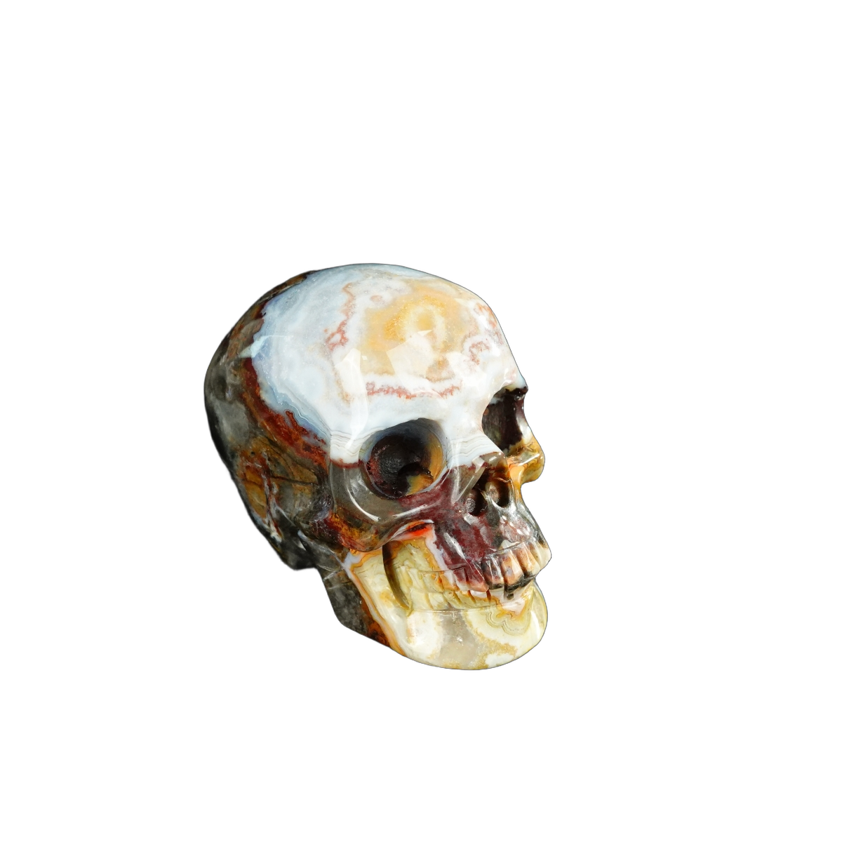 2.2" Red Crazy Lace Agate Crystal Skull Carving - Unique Piece #RC16