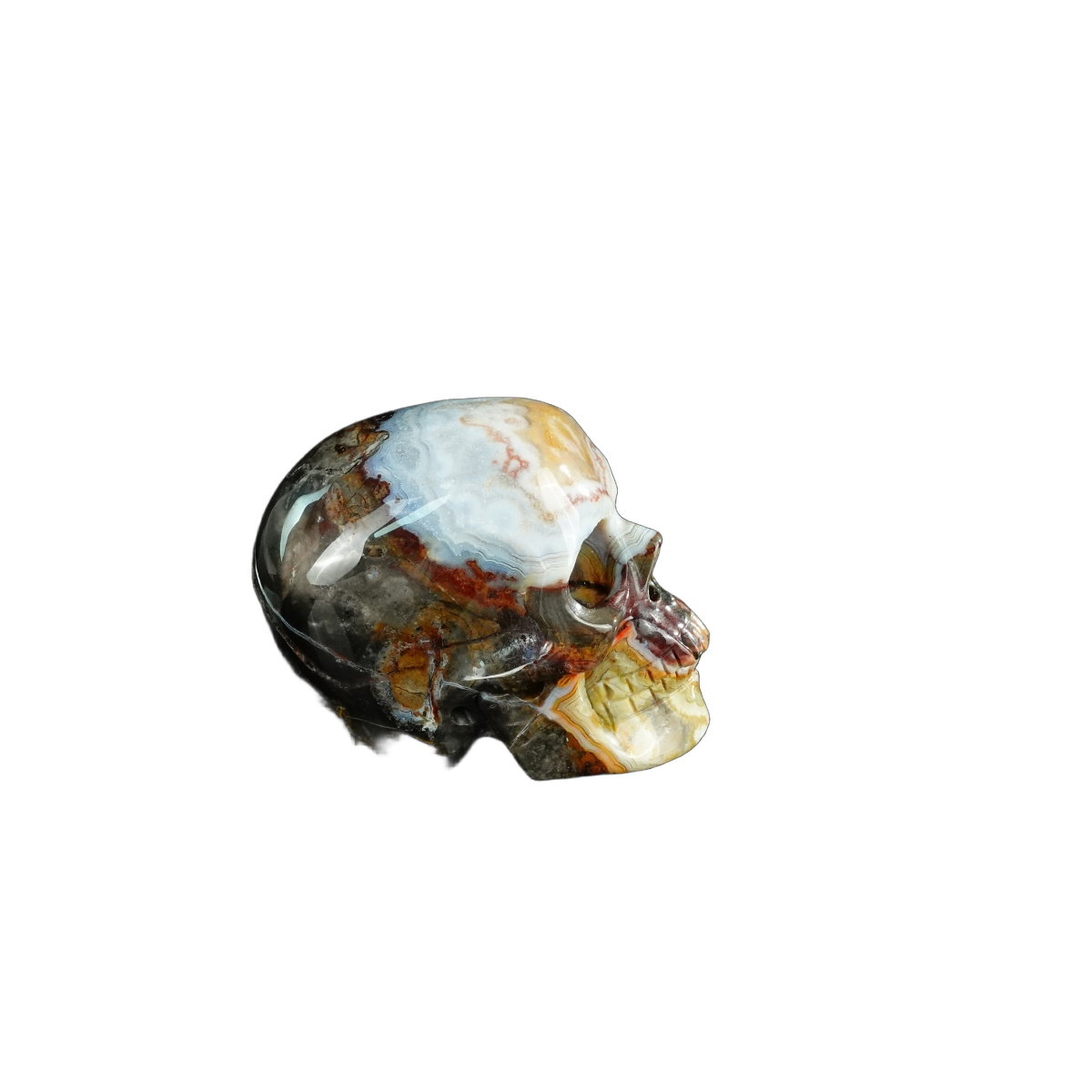 2.2" Red Crazy Lace Agate Crystal Skull Carving - Unique Piece #RC16