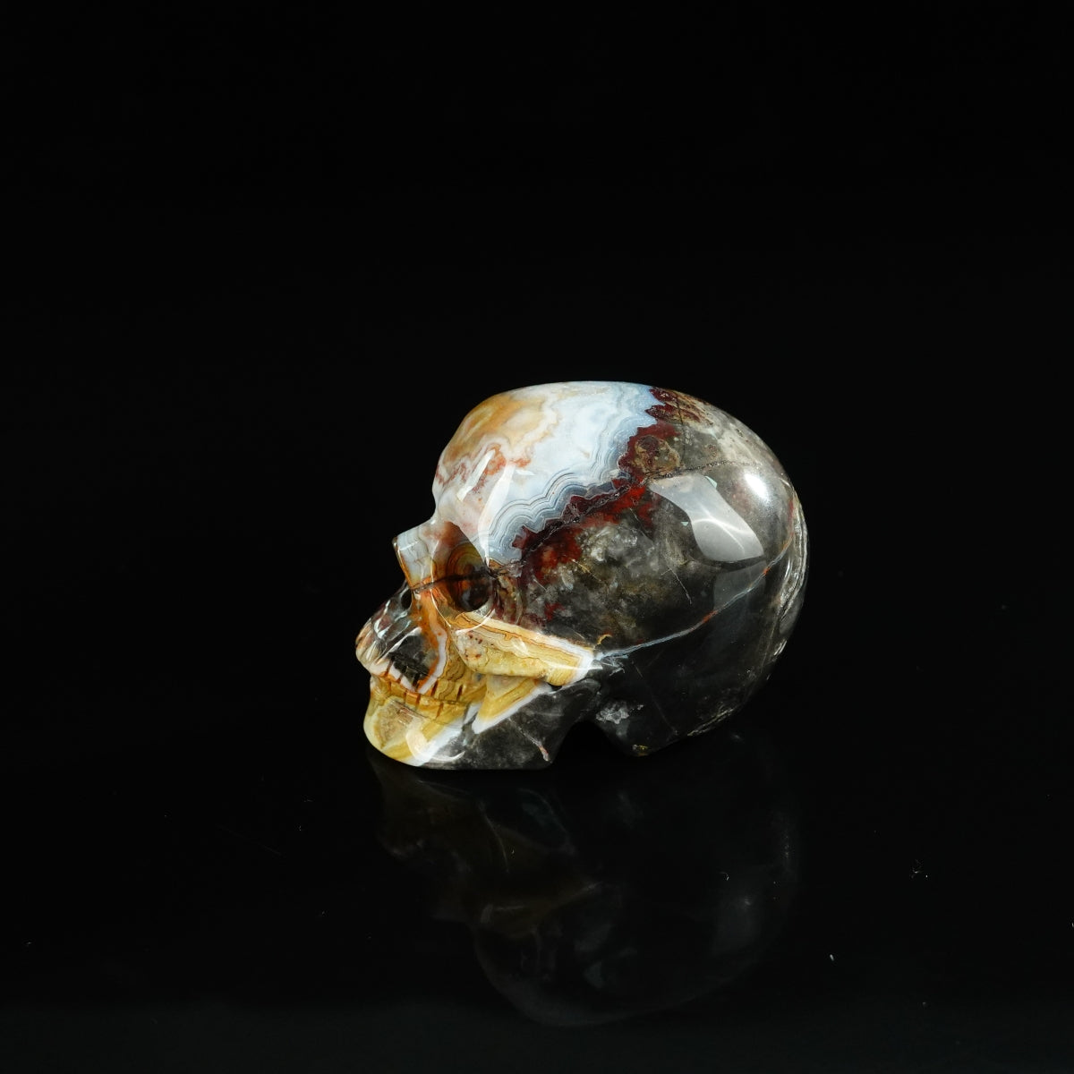 2.2" Red Crazy Lace Agate Crystal Skull Carving - Unique Piece #RC16
