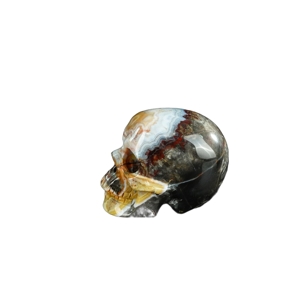 2.2" Red Crazy Lace Agate Crystal Skull Carving - Unique Piece #RC16