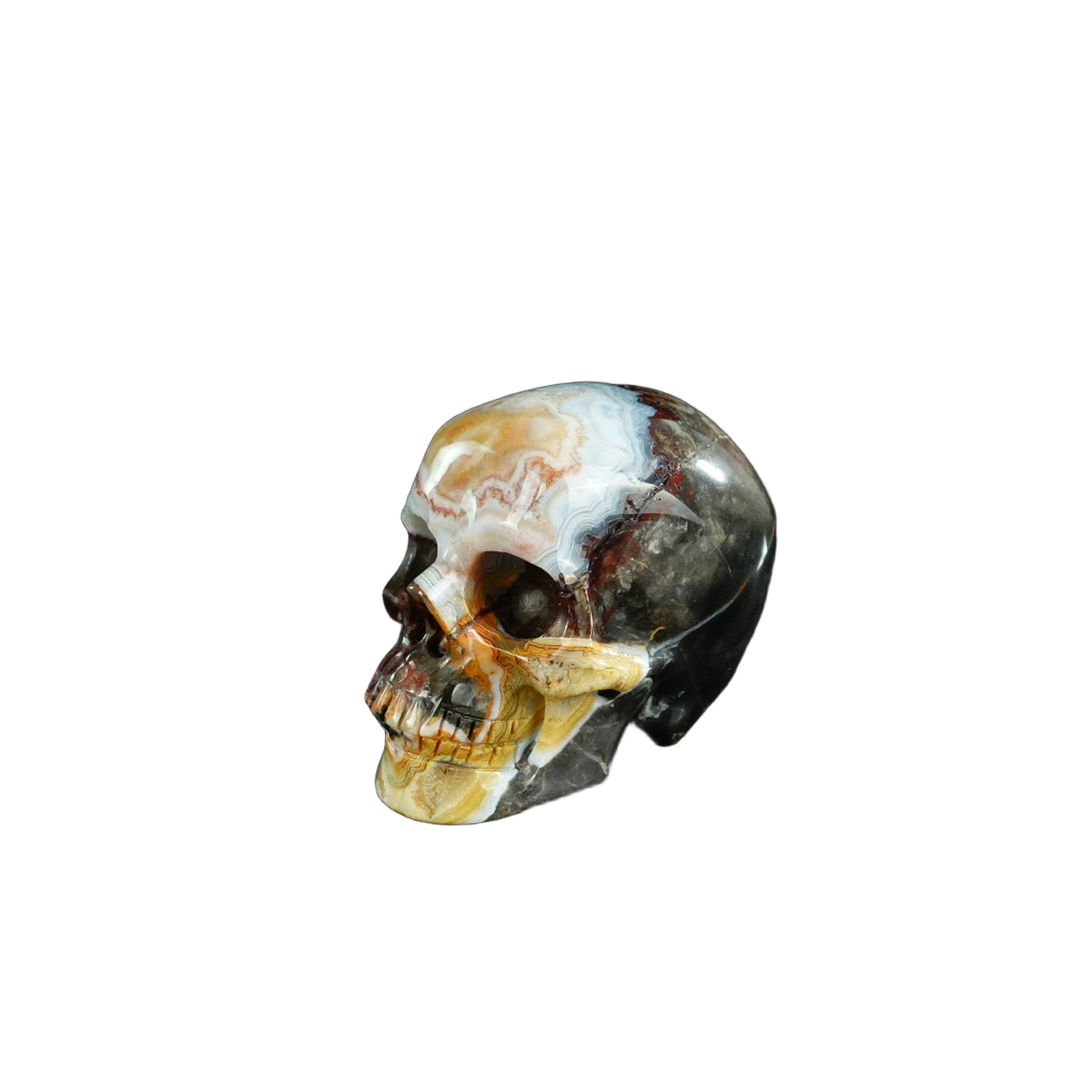 2.2" Red Crazy Lace Agate Crystal Skull Carving - Unique Piece #RC16