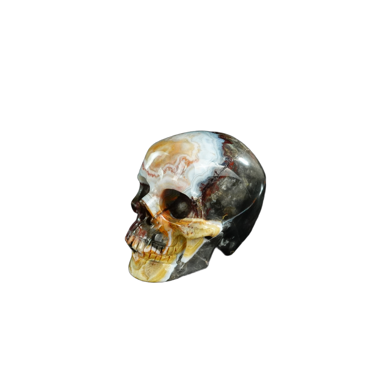 2.2" Red Crazy Lace Agate Crystal Skull Carving - Unique Piece #RC16