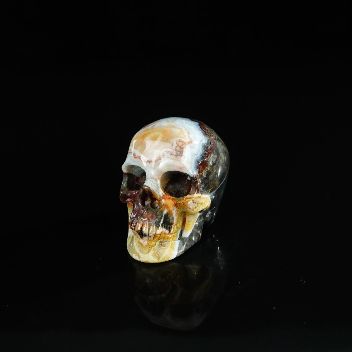 2.2" Red Crazy Lace Agate Crystal Skull Carving - Unique Piece #RC16