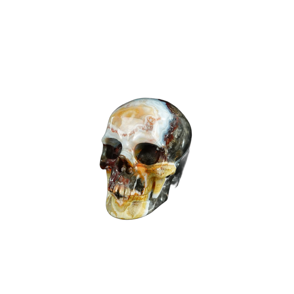 2.2" Red Crazy Lace Agate Crystal Skull Carving - Unique Piece #RC16